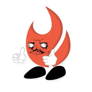 😑 feu, mème, dessin animé, pouce levé, internet, drôle, bande dessinée telegram sticker
