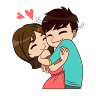 😚 pareja, amor, corazones, abrazo, dibujos animados, romance telegram sticker