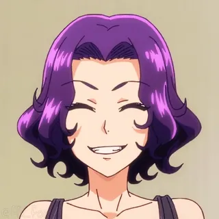 😈 อนิเมะ, ยิ้ม, ผมสีม่วง, ผู้หญิง, การ์ตูน, ภาพเหมือน whatsapp sticker