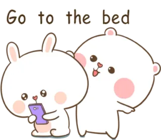 🐽 Go to the bed słodki, królik, niedźwiedź, kreskówka, pora spać, sen, zwierzę telegram sticker