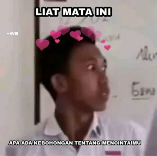 ❤ LIAT MATA INI
APA ADA KEBOHONGAN TENTANG MENCINTAIMU любовь, глаза, сердца, мем, портрет telegram sticker