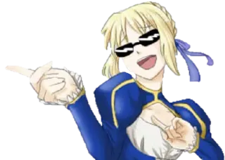 😎 Saber อนิเมะ, แว่นตา, นิ้ว, เท่, ตัวละคร telegram sticker
