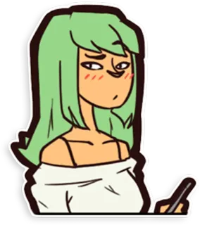 👩 Frau, Mädchen, grüne Haare, Zeichnung, Künstler, süß telegram sticker