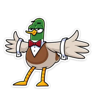 😎 pato, desenho animado, pássaro, smoking, laço borboleta telegram sticker