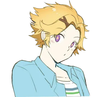 😲 V anime, personaje, rubia, retrato telegram sticker