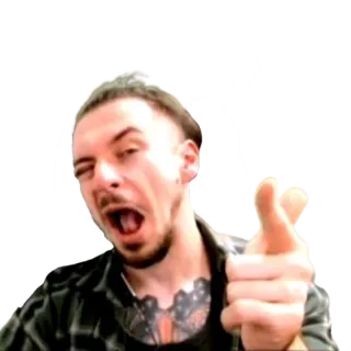 😜 คน, ผู้ชาย, รอยสัก, ท่าทางไม่สุภาพ, ชี้, ลำลอง telegram sticker