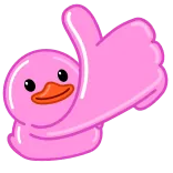 👍 bebek, jempol ke atas, merah muda, hewan, burung, positif telegram sticker