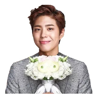 💐 Park Bo-gum acteur, coréen, fleurs, sourire, homme telegram sticker
