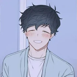 😁 Anime, Dibujos animados, Retrato, Hombre, Sonrisa, Feliz telegram sticker