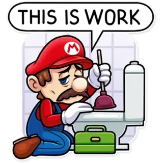 😔 Mario THIS IS WORK 配管工, 仕事, トイレ, 漫画, ビデオゲーム telegram sticker