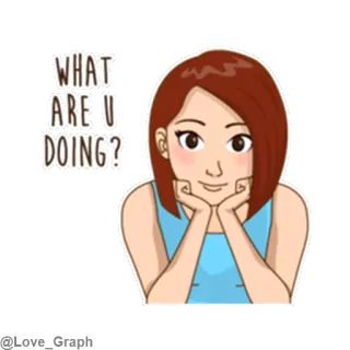 ☺️ WHAT ARE U DOING? girl, cartoon, asking, question, doing telegram sticker