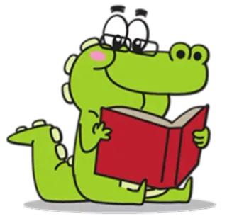 🐊 ワニ, クロコダイル, 読書, 本, 動物, 漫画, 眼鏡 telegram sticker