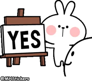 👍 YES coniglio, sì, accordo, positivo, affermativo telegram sticker