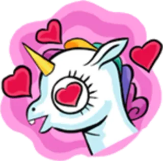 🐴 licorne, coeurs, amour, mignon, dessin animé, fantaisie, magie telegram sticker