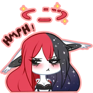😑 HMPH! Dibujo animado, Enojado, Lindo, Anime, Rojo, Negro, Galaxia whatsapp sticker