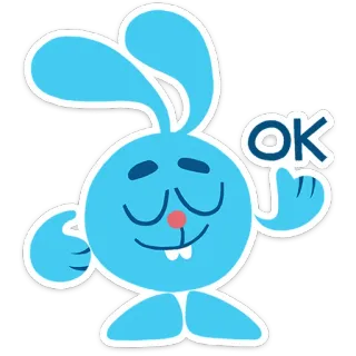 👌 OK ok, coniglio, blu, cartone animato, d'accordo, approvazione, positivo telegram sticker