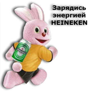🐇 Hase, Bier, Heineken, Tier, Cartoon telegram sticker