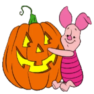 😀 Piglet Ferkel, Kürbis, Halloween, Cartoon, Disney, Winnie Puuh telegram sticker