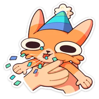 🥳 cat, party, celebration, cute, animal, funny whatsapp sticker