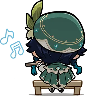 🎵 Venti Genshin Impact เวนติ, เก็นชินอิมแพกต์, เพลง, จิบิ, เกม telegram sticker