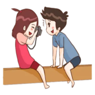 💏 dessin animé, couple, photographie, relation, amis telegram sticker