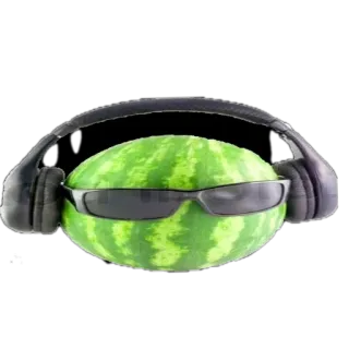 🍉 수박, 선글라스, 헤드폰, 멋진, 과일 telegram sticker