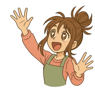 😍 desenho animado, menina, acenando, anime, amigável, feliz telegram sticker
