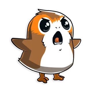 😠 Porg Star Wars 波格鸟, 星球大战, 可爱, 生气, 鸟, 卡通 whatsapp sticker
