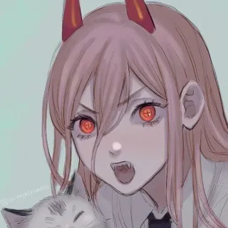 ☄ Power Chainsaw Man anime, demon, manga, horns, cat telegram sticker