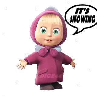 🌨 Masha Masha and the Bear IT'S SNOWING cartoon, winter, snow, girl, kids whatsapp sticker