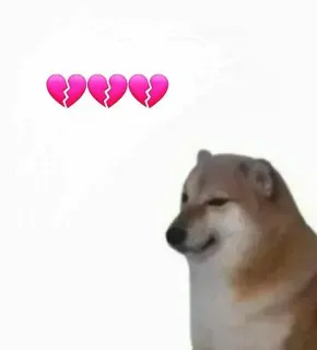 💔 Doge dog, meme, broken heart, sad, doge, hearts telegram sticker