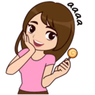 😀 femme, dessin animé, sucette, fille, personnage, souriant telegram sticker