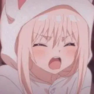 🧁 Anime, Ragazza, Carina, Sbadiglio, Kawaii, Personaggio, Cartone animato whatsapp sticker