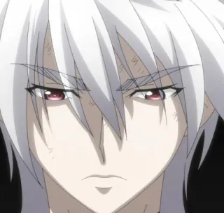 🎴 anime, manga, white hair, red eyes, serious telegram sticker