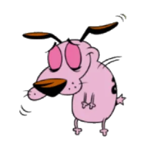 😊 Courage Courage the Cowardly Dog การ์ตูน, หมา, คูเรจ, กลัว, สีชมพู, คูเรจ หมาน้อยผู้กล้าหาญ telegram sticker