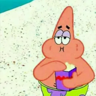 🍿 Patrick Star SpongeBob SquarePants патрик стар, спанч боб, мультфильм, патрик, еда, попкорн whatsapp sticker