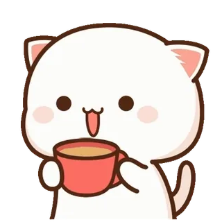 💬 кот, милый, каваий, кофе, чай, животное whatsapp sticker