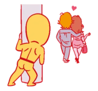 ☹️ amore, romanticismo, gelosia, cartoni animati, relazioni, coppia, cuore whatsapp sticker