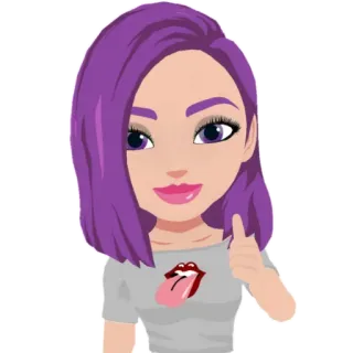 👍 hoạt hình, phụ nữ, tóc tím, giơ ngón tay cái, avatar, cô gái telegram sticker