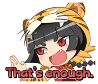 😃 That's enough. anime, tiger, enough, angry, cartoon, chibi telegram sticker