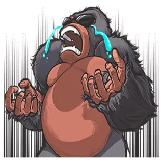 😭 Gorilla, weinen, traurig, Cartoon, Sticker telegram sticker