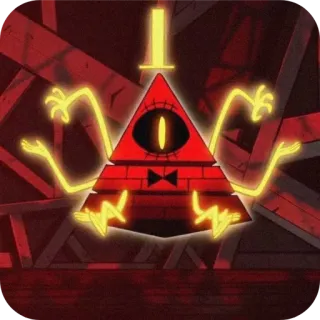 🚦 Bill Cipher Gravity Falls บิล ไซเฟอร์, Gravity Falls, สามเหลี่ยม, ปีศาจ, อนิเมชั่น, การ์ตูน telegram sticker