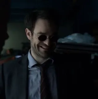 😂 Daredevil Daredevil, Marvel, Charlie Cox, Charakter, lächelnd, Brille telegram sticker