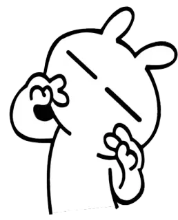 ✌️ Kreskówka, Postać, Królik, Rysunek, Biały, Kontur telegram sticker