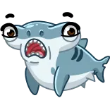😨 tiburón, dibujo animado, pez, animal, lindo, gracioso, meme telegram sticker