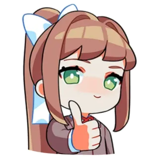 🤨 Monika Doki Doki Literature Club! Anime, Sticker, Mignon, Fille, Pouce levé telegram sticker