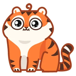 😮 tiger, animal, cute, cartoon, sticker, orange, striped telegram sticker