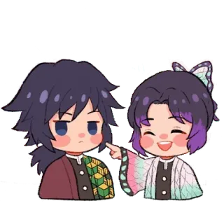 🦋 Giyu Tomioka, Shinobu Kocho Demon Slayer Anime, Chibi, Demon Slayer, Giyu Tomioka, Shinobu Kocho, Mignon telegram sticker