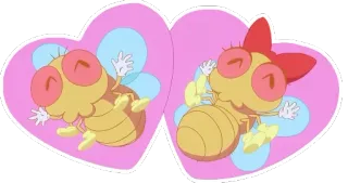 💞 insect, cute, cartoon, hearts, bow, fly, animated whatsapp sticker
