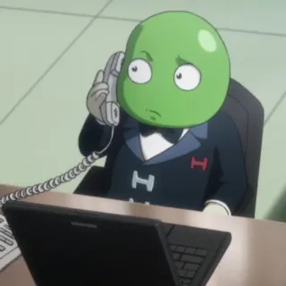 ☎️ Anime, Grün, Büro, Anzug, Telefon telegram sticker